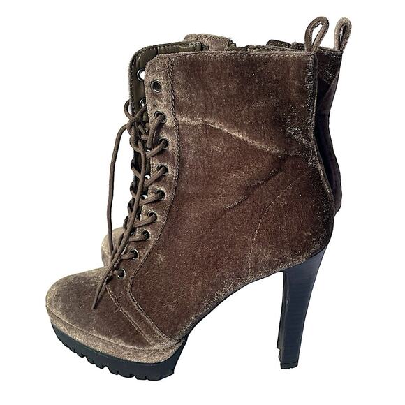 Aldo Aliria Combat Boot Heels Velvet Grey Olive Green Size 8 - Picture 3 of 10